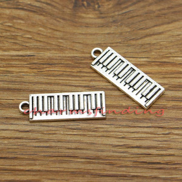 15 Stück Klavier Charms Musik Keyboard Charms Antik Silber Ton 10x30mm cf3260