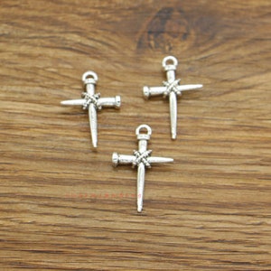 30 Stück Kreuz Charms Religiöse Charms Bulk Charms Antik Silber Ton 16x24mm cf4029