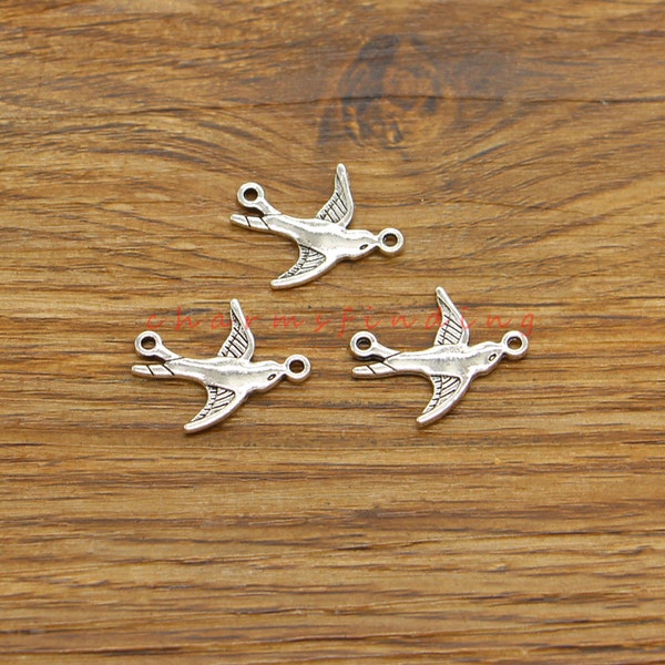 40pcs Swallow Bird Connector Charms Linka Bracelet Charms Antique Silver Tone 20x17mm cf4878