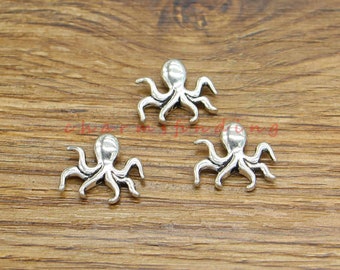 30pcs Octopus Beads Spacer Bulk Loose DIY Metal Beads Antique Silver Tone 16x14x4mm 1mm trou cf4174
