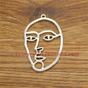 5pcs Large Mask Charms Masquerade Charms Antique Silver Tone 34x55mm cf3367