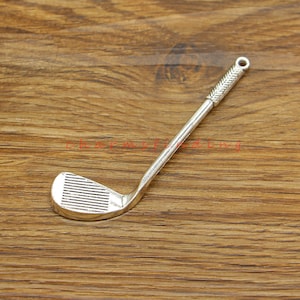 3pcs Large Golf Club Pendants Charms Sports Charms Antique Silver Tone 25x79mmcf4935