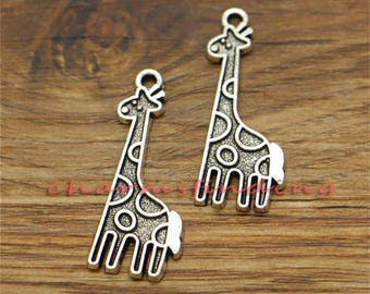 15pcs Giraffe Charms Zoo Charms Antique Silver Tone 32x13mm cf0983