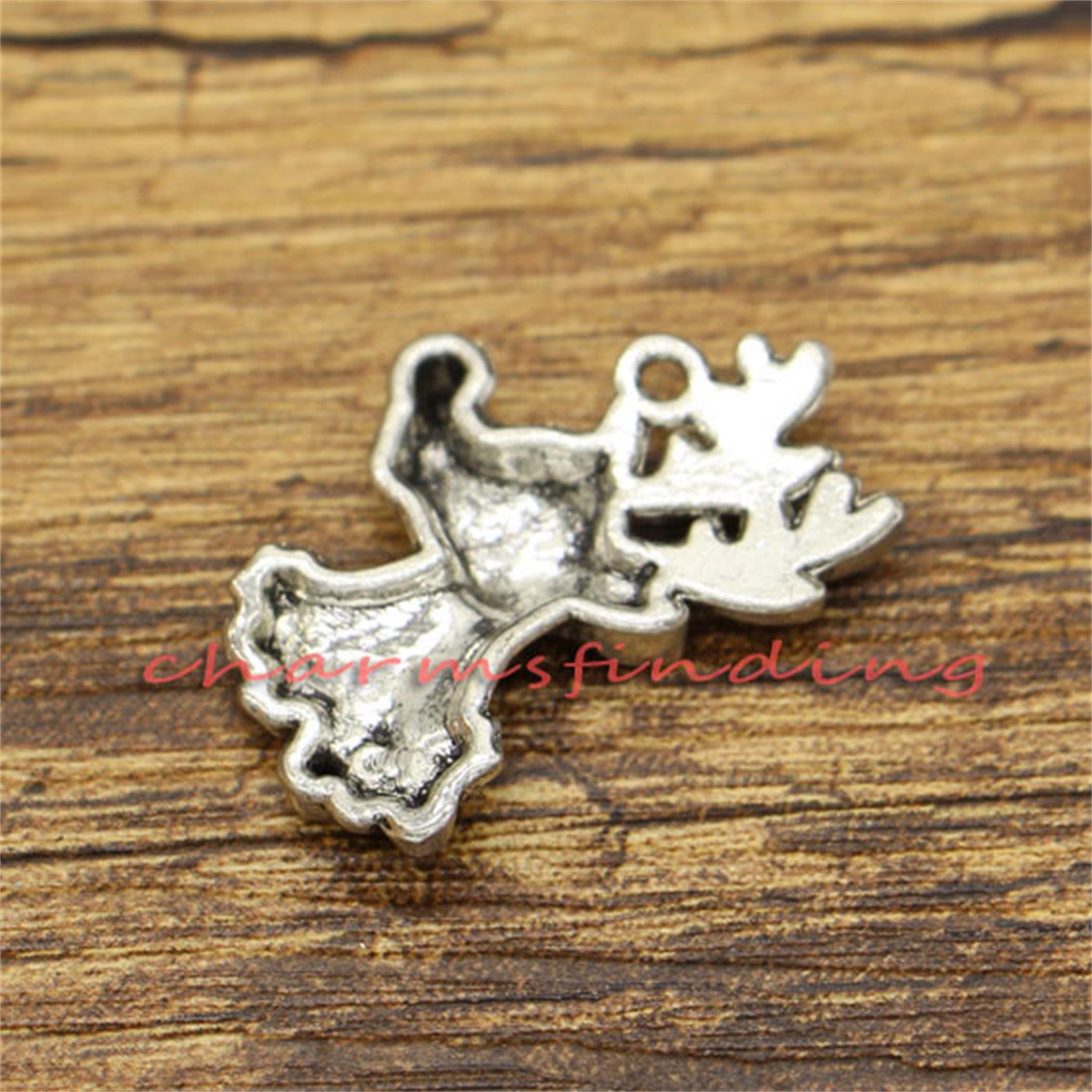 SUNNYCLUE 1Scatola 24pz 3 colori di Natale Deer Antler Charms Bulk Inverno Lega Alce Pendenti Oro