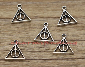 50pcs Peace Charms 2 Sided Peace Sign Charms Antique Silver Tone 13x13mm cf1302