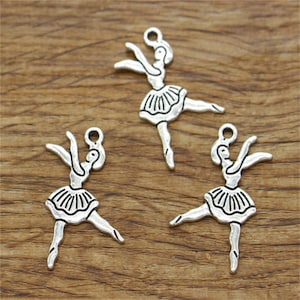 30pcs Ballerina Charms Dancer Charm Antique Silver Tone 28x21mm cf2064