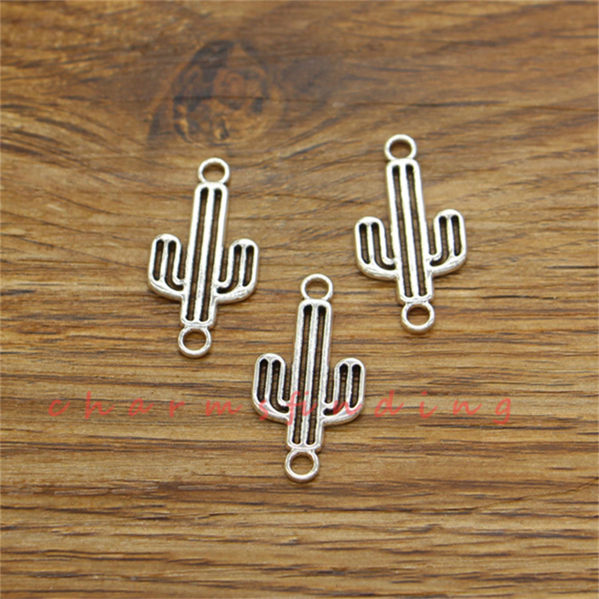 30pcs Cactus Charms Jamaica Cactus Antique Silver Tone 27x13mm cf3663