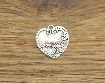 10pcs Heart Charms Valentine Wedding Charms Antique Silver Tone 23x26mm cf4258