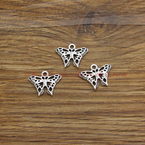 30pcs Butterfly Charms Moth Charms Antieke Zilveren Toon 15x18mm cf4162