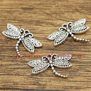 30pcs Dragonfly Charms Insect Charms Antique Silver Tone 16x25mm cf1018