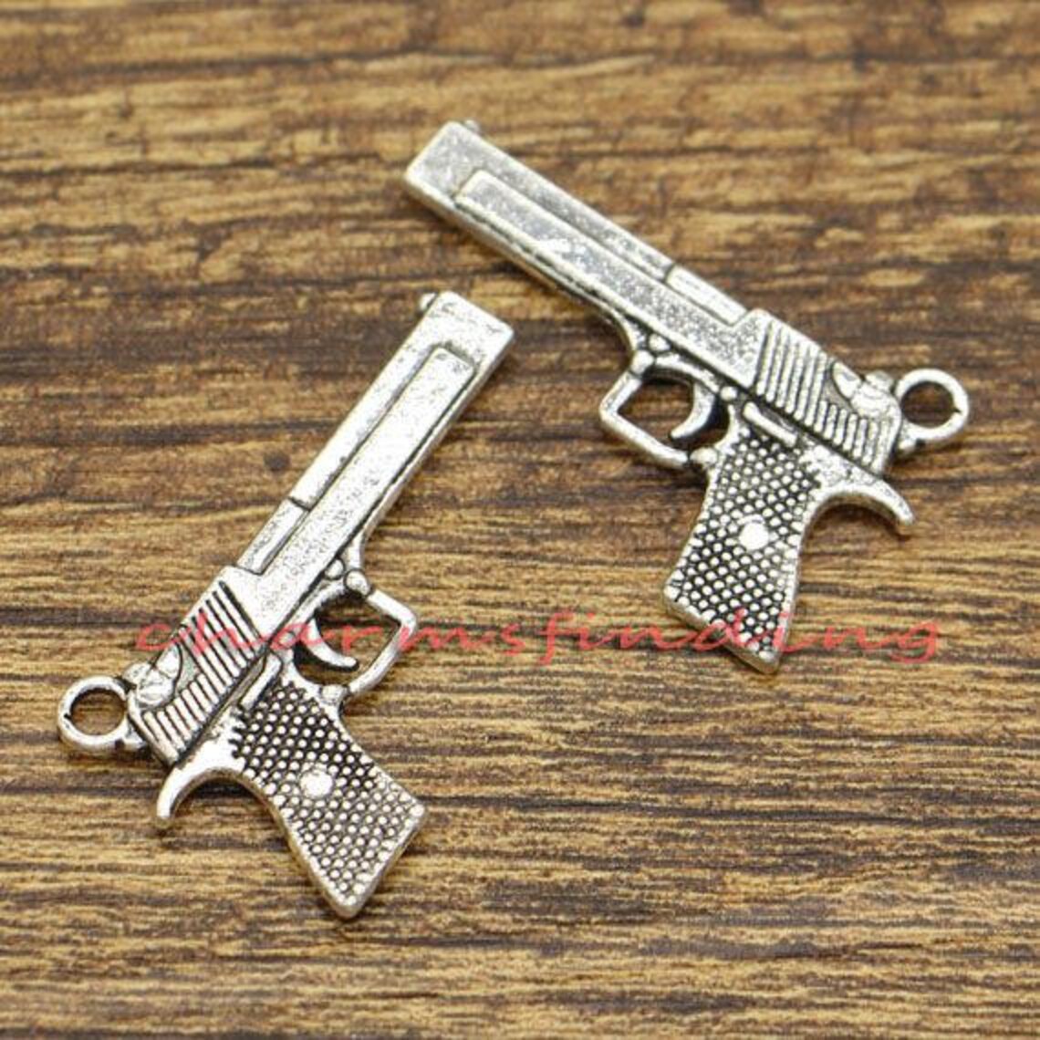 10pcs Large Gun Charms Toy Charms Antique Silver Tone 35x20mm Etsy