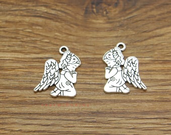 20pcs Angel Charms Praying Angel Charm Antique Silver Tone 17x23mm cf3957