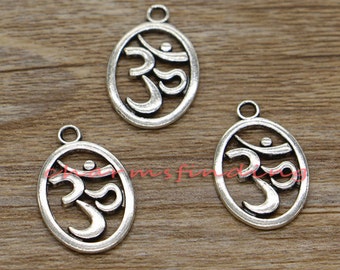 30pcs Om Charms Yoga Meditation Charms Antique Silver Tone 25x16mm cf0230