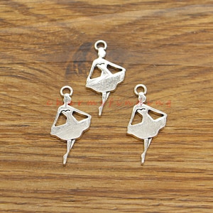 20pcs Ballerina Ballet Dancer Charms Dancing Bulk Charm Antique Silver Tone 16x32mm cf4899