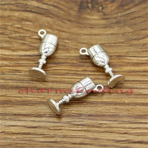 20pcs Wine Glass Cup Charms Drink Charm Chalice or Goblet Charms Antique Silver Tone 8x20mm cf3100