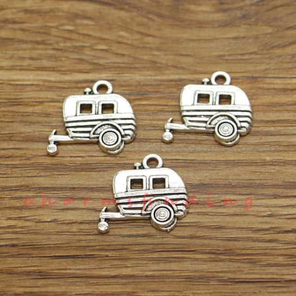 20pcs Camper Charms Trailer Caravan Charms Antique Silver Tone 19x17mm cf3679