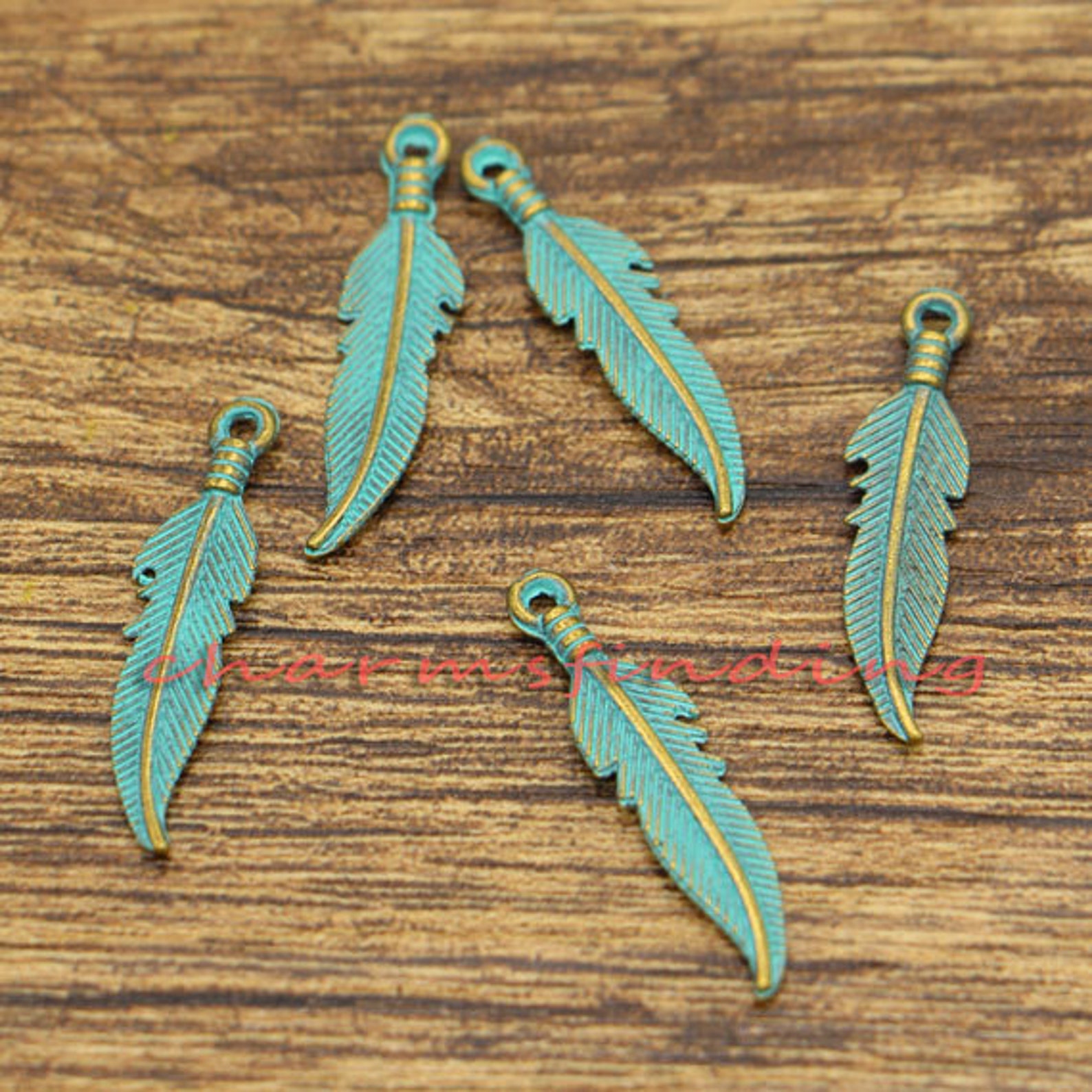 50pcs Feather Charms Jewelry Making Findings Birds Etsy