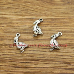 30pcs Pelican Charms Bird Charms Antique Silver Tone 11x18x6mm cf3441