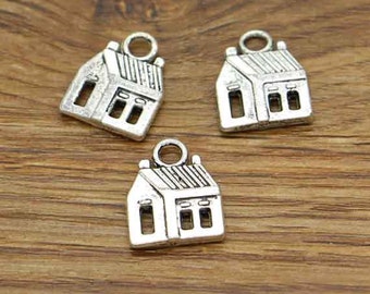 20pcs House Charm Cabin Charm Antique Silver Tone 14x18mm cf1946