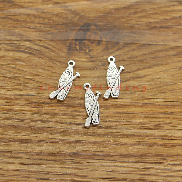 50pcs Stand Up Paddleboard Sup Charms Bulk Wholesale Charms Antique Silver Tone 8x20mm cf4884