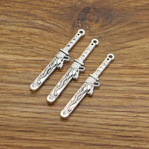 15pcs Swords Charms Pendants Antique Silver Tone 45x8mm cf3929