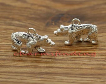 10pcs Bear Charms Animal Charms Large Size Antique Silver Tone 24x15mm cf0297