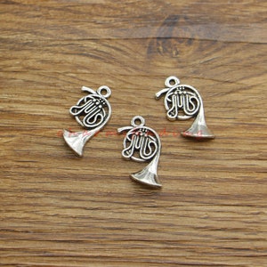 20pcs French Horn Charms Musical Instrument Charms Antique Silver Tone 13x23mm cf4360