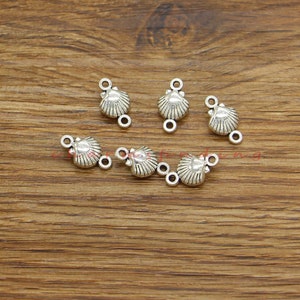 25pcs Shell Connector Charms Beach Charm Classic Shape 3D Antique Silver Tone 9x15x5mm cf4151