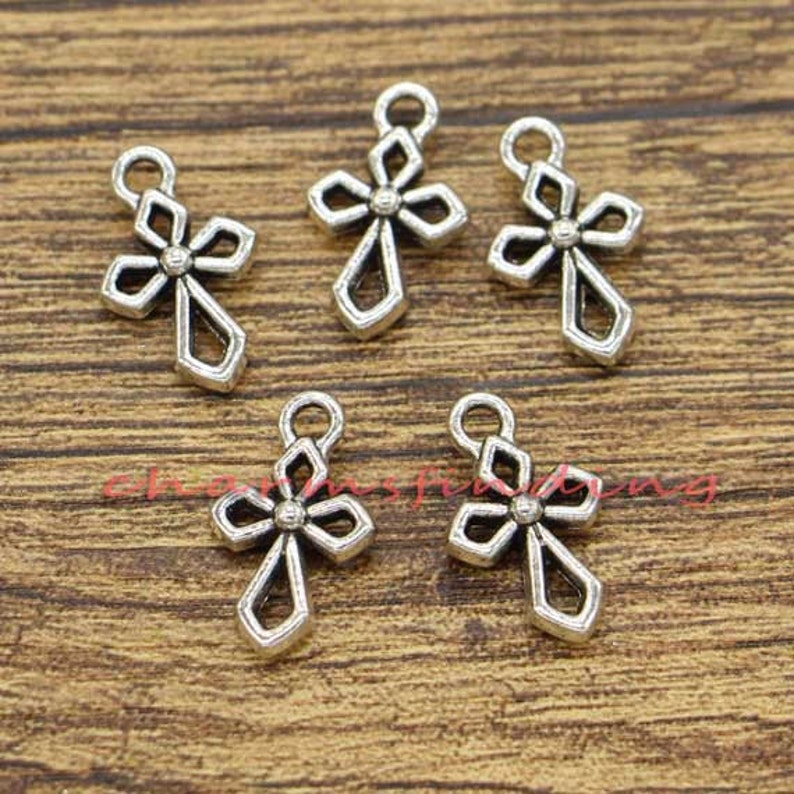 50pcs Cross Charms Religious Charms Bulk Charms Antique Silver Etsy