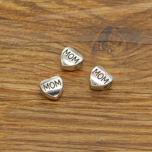 20 peças contas de coração mãe espaçadores de metal solto grande buraco 4mm contas de dia dos namorados contas em massa tom de prata antigo 10x11x7mm cf4964