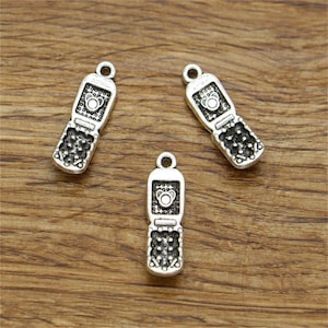 20pcs Cell Phone Charms Antique Silver Tone 27x9mm cf1924