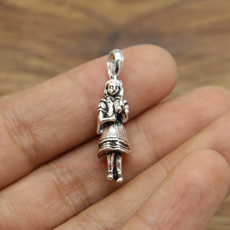 5pcs Girl Charms Student Charms 3D Charms Antique Silver Tone Etsy