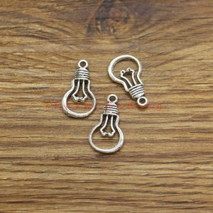 40pcs Light Bulb Charms Light Charms Antique Silver Tone 12x21mm cf4261