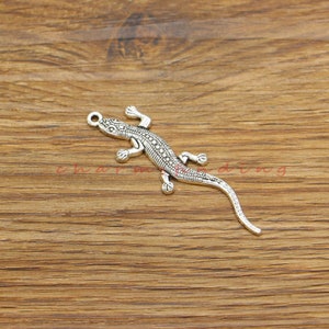 15 stks Grote Gecko Charms Hangers Hagedis Charms Antiek Zilver Tone 15x56mm cf4146