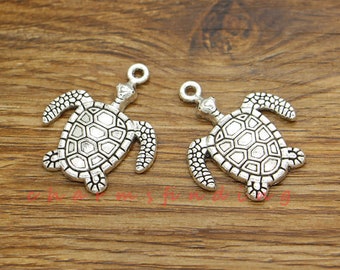 10pcs Turtle Charms Pendant Tortoise Charms Animal Charms Antique Silver Tone 29x34mm cf3637