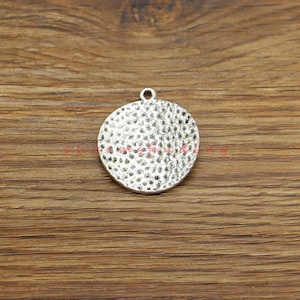 8pcs Hammered Curly Round Tag Charms Coin Charms Antique Silver Tone 26x30mm cf4265
