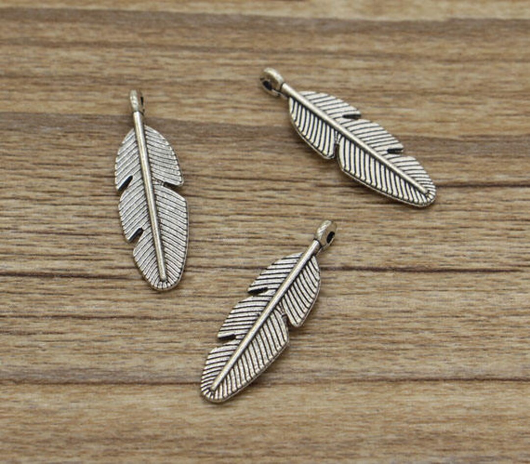 20pcs Feather Charms Bird Feather Charm Antique Silver Tone - Etsy