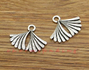 10pcs Large Leaf Charm Pendant Antique Silver Tone 29x23mm cf3671