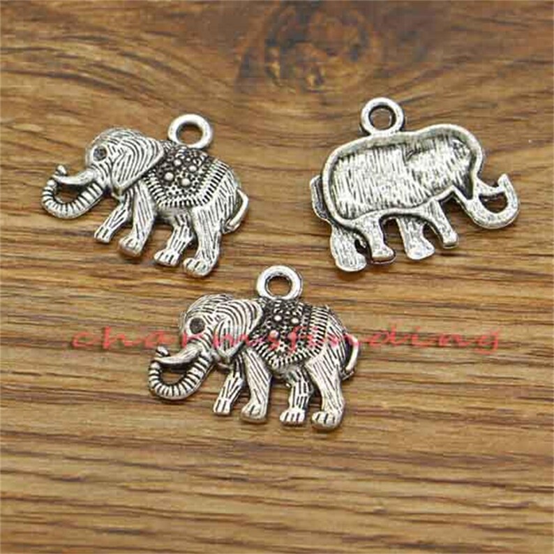 20 st elefantberlocker Zoo-berlocker Antik silverfärgade 19 x 23 mm cf2255 bild 2