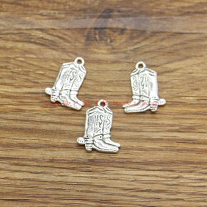 20pcs Cowboy Boot Charms Shoe Charms Antique Silver Tone 15x20mm cf4291