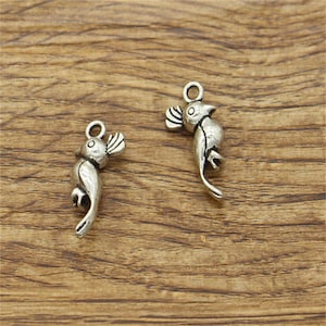 30pcs Bird Charms Parrot Charms Antique Silver Tone 20x9mm cf1640