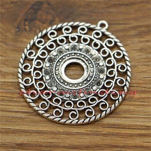 5pcs Flower Pendant Charms Multi Holes Connectors Antique Silver Charms 42x45mm cf2742