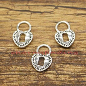 30pcs Lock Charms Love You Forever Lock Charm Antique Silver Tone 12x17mm cf2462