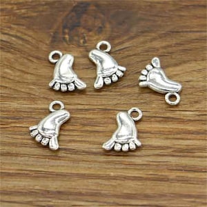 50pcs Baby Feet Charms Baby Charm Antique Silver Tone 14x10mm cf0964