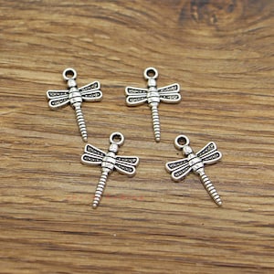 50pcs Dragonfly Charms Insect Charms Antique Silver Tone 14x21mm cf3912