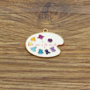 10pcs Paint Palette Charms Artists Painting Tools Painter Charms Enamel Charms Gold Plated Tone  23x28mm cf4603