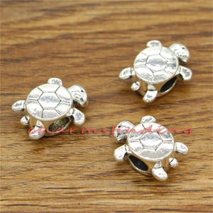 15pcs Turtle Beads Large Hole Beads European Bead Antique Silver Tone 13x16x7mm cf0054