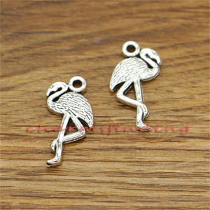 20pcs Flamingo Charms Pendants Bird Ostrich Charms Antique Silver Tone 24x14mm cf0480