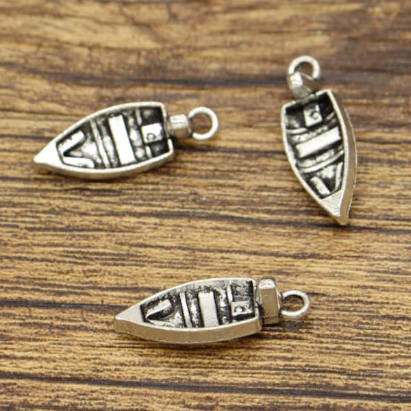 25pcs Motorboat Charms Boat Charms Antique Silver Tone 22x8mm cf2196