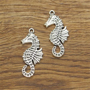 12pcs Large Sea Horse Charms Seahorse Beach Charms Antique Silver Tone 38x20mm cf1235